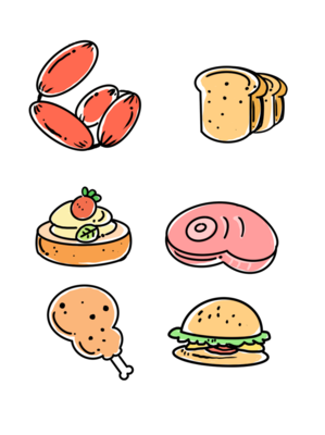 手绘食物美食简笔画设计元素模板免费下载_psd格式_2000像素_编号32438453